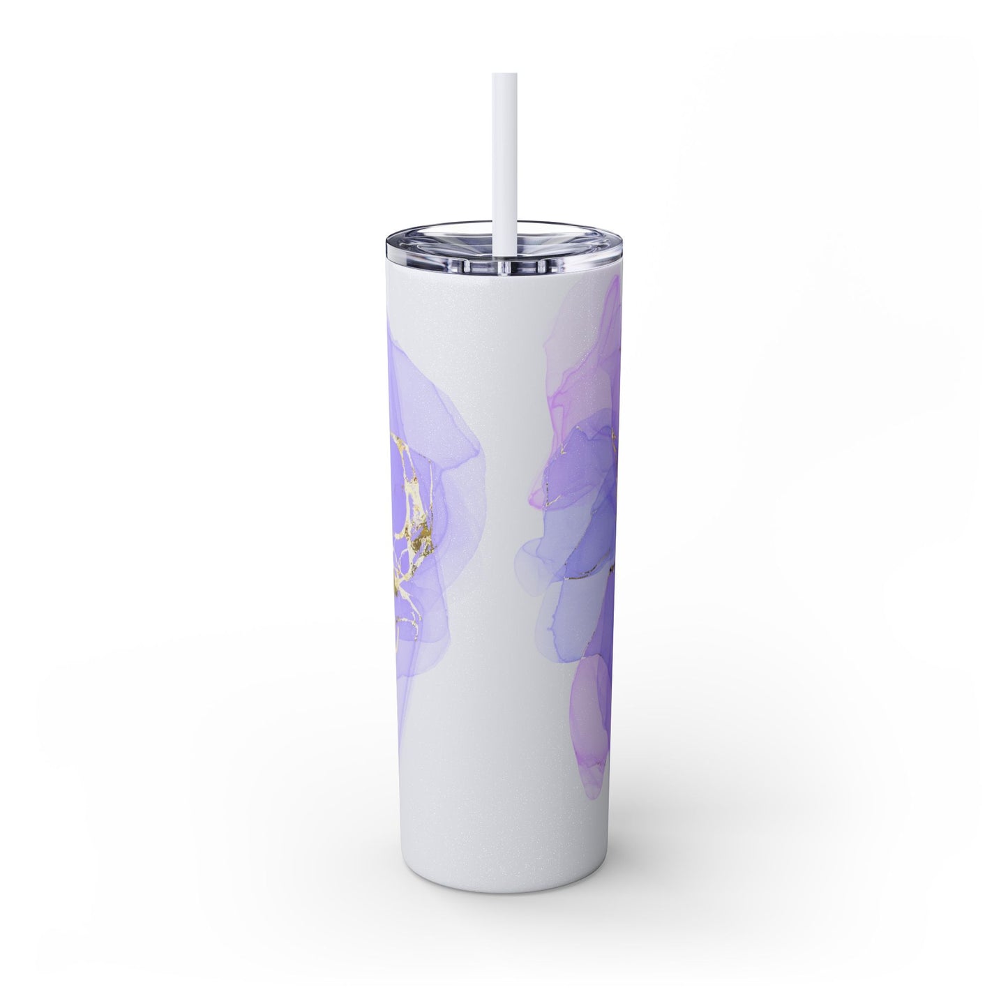 Let Love Purple ~Skinny Tumbler with Straw, 20oz