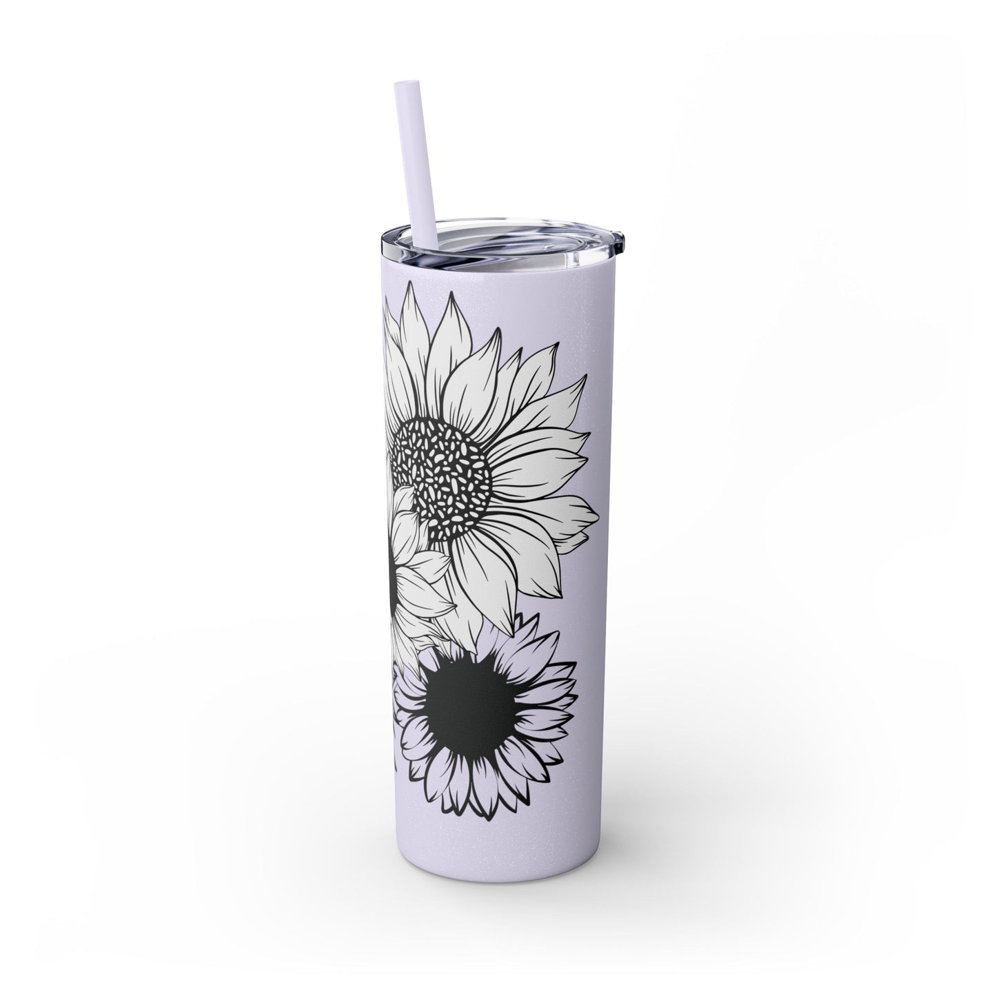 Sunflower Print ~Skinny Tumbler with Straw, 20oz