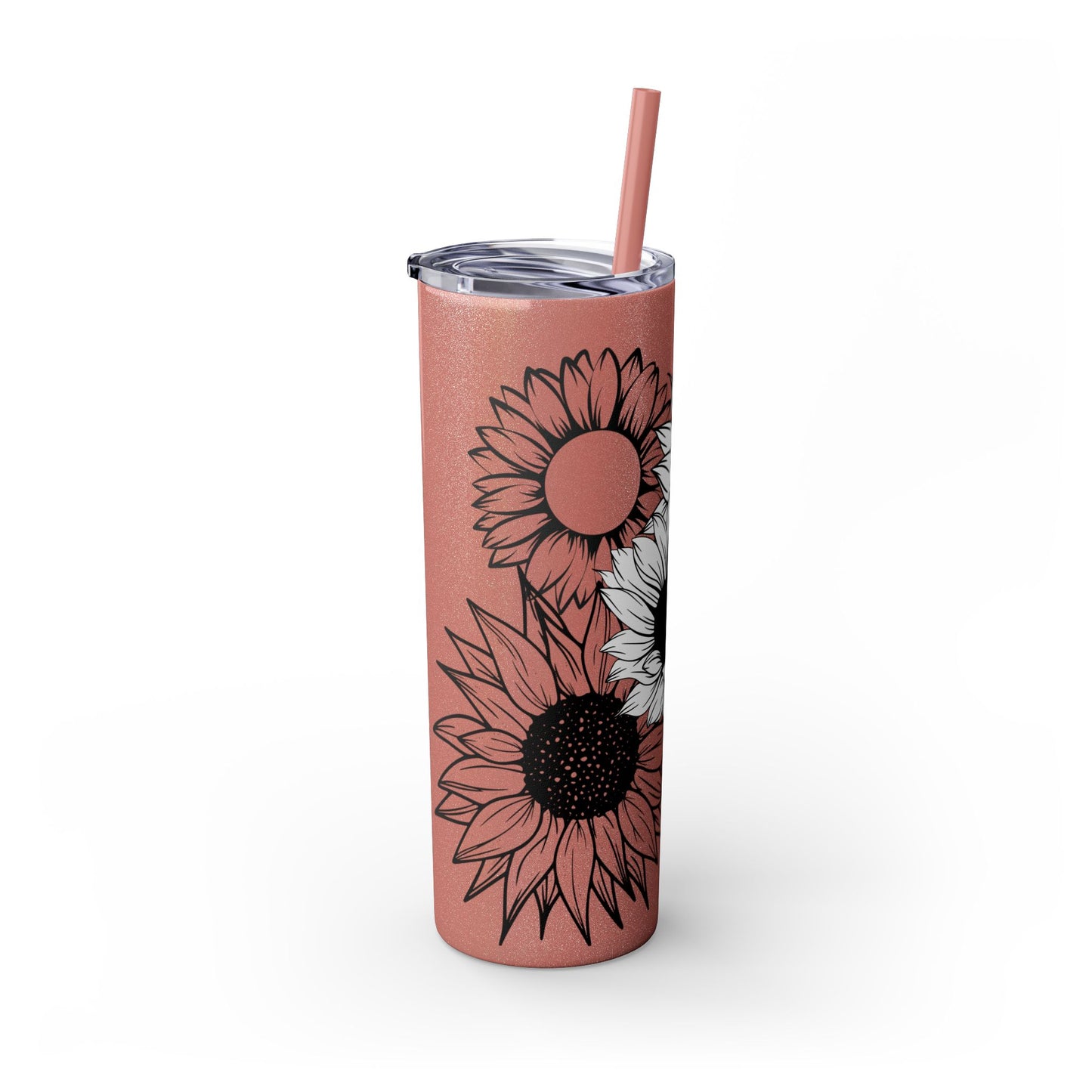 Sunflower Print ~Skinny Tumbler with Straw, 20oz