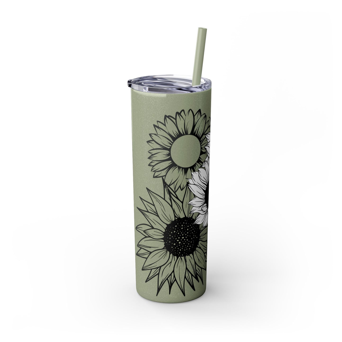 Sunflower Print ~Skinny Tumbler with Straw, 20oz