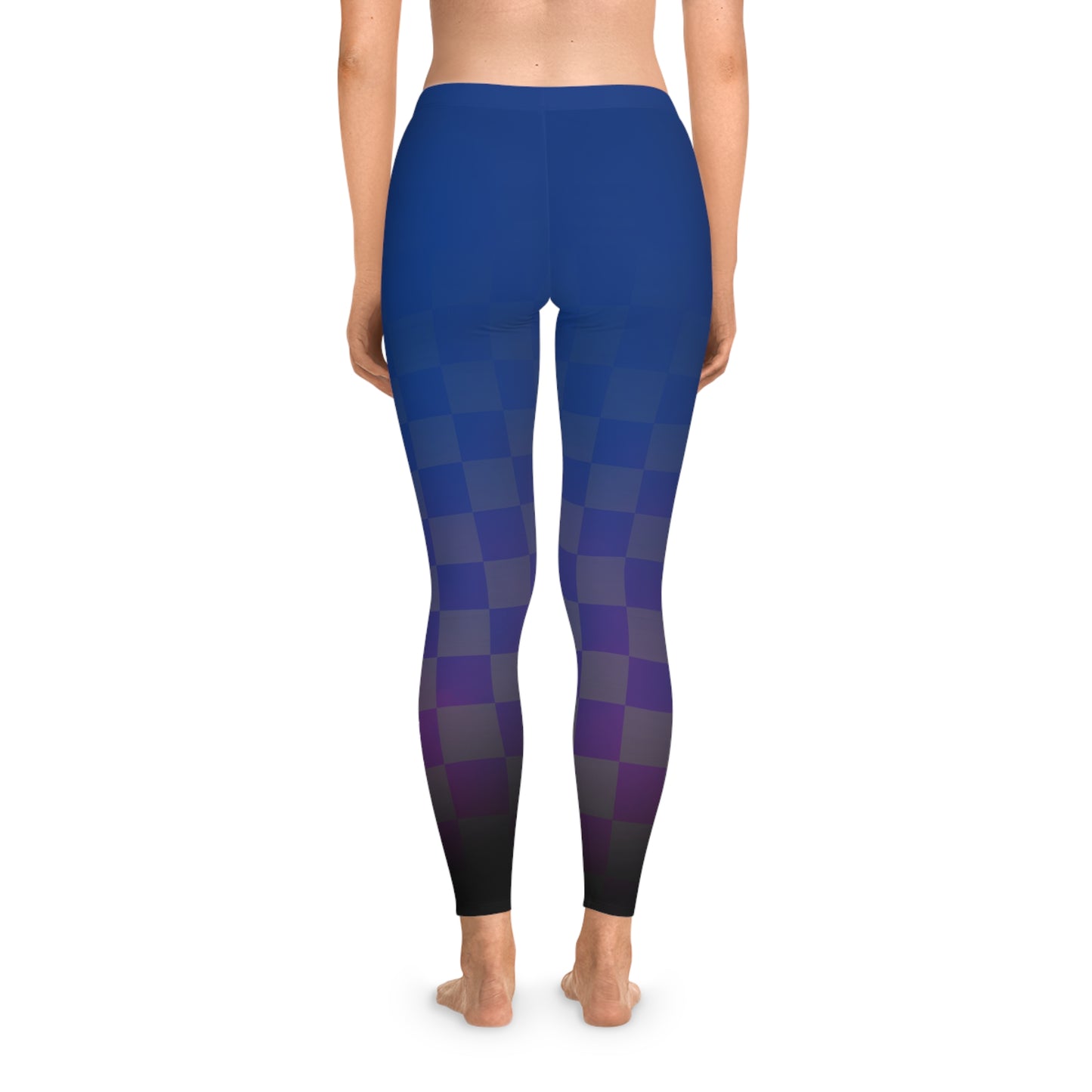 Checker-Blue Stretchy Leggings (AOP)