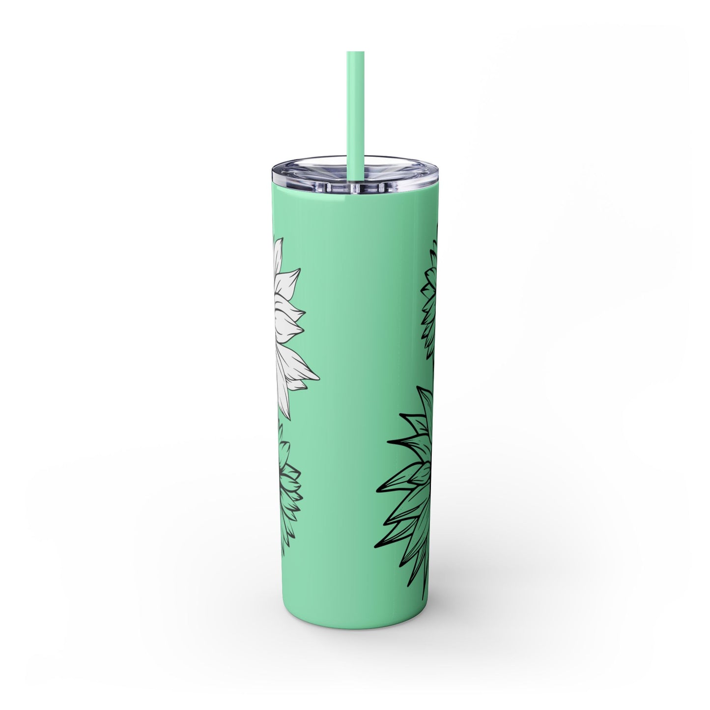 Sunflower Print ~Skinny Tumbler with Straw, 20oz