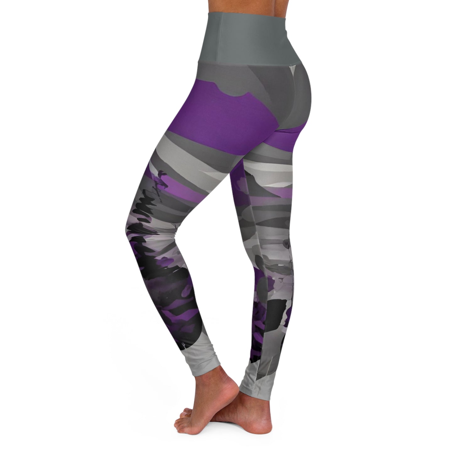 Purple View -High Waisted Yoga Leggings (AOP)