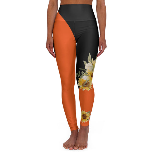Sunflower, High Waisted Yoga Leggings (AOP)