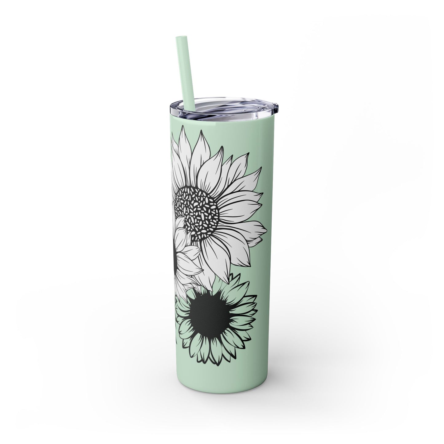 Sunflower Print ~Skinny Tumbler with Straw, 20oz