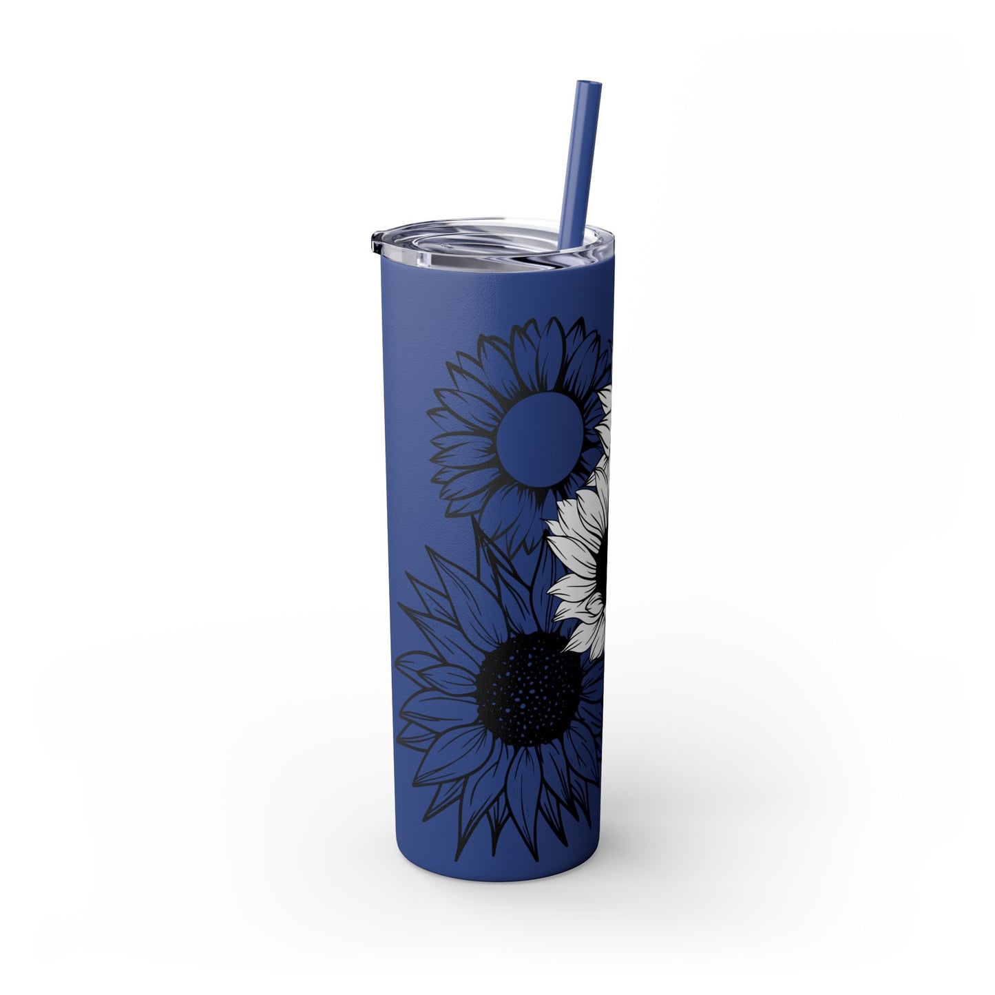 Sunflower Print ~Skinny Tumbler with Straw, 20oz