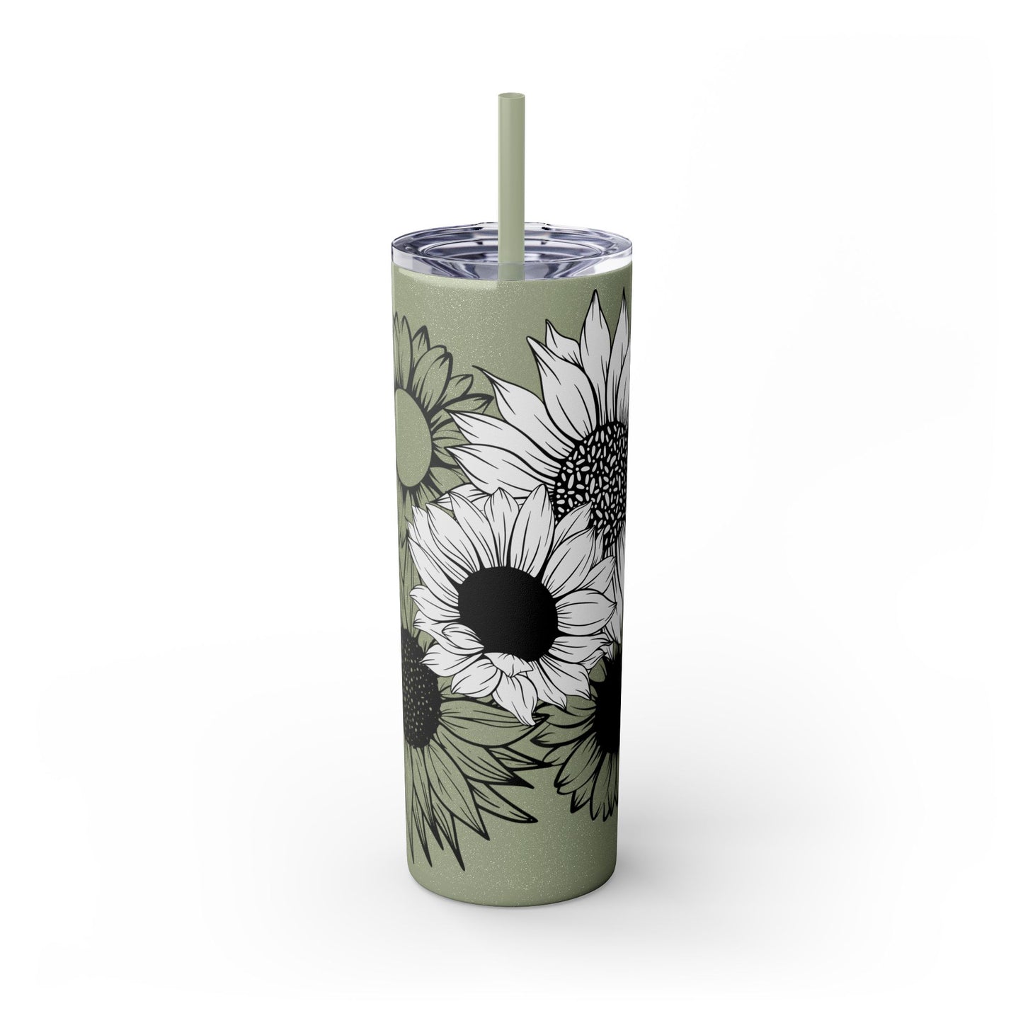 Sunflower Print ~Skinny Tumbler with Straw, 20oz