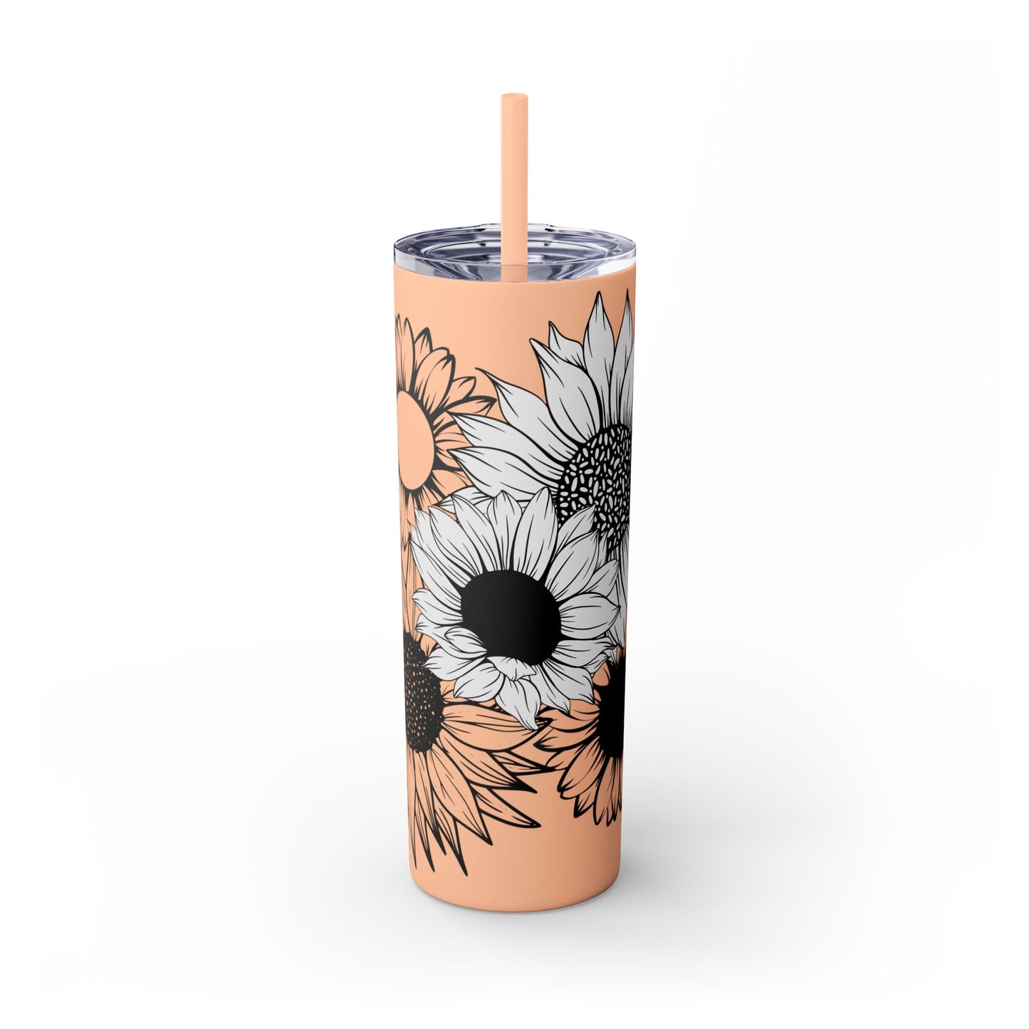 Sunflower Print ~Skinny Tumbler with Straw, 20oz