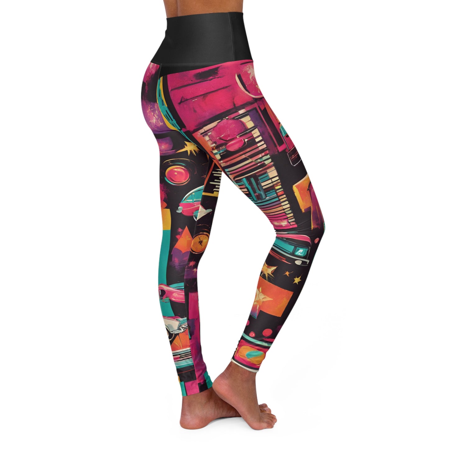 Retro Hollywood ~High Waisted Yoga Leggings (AOP)