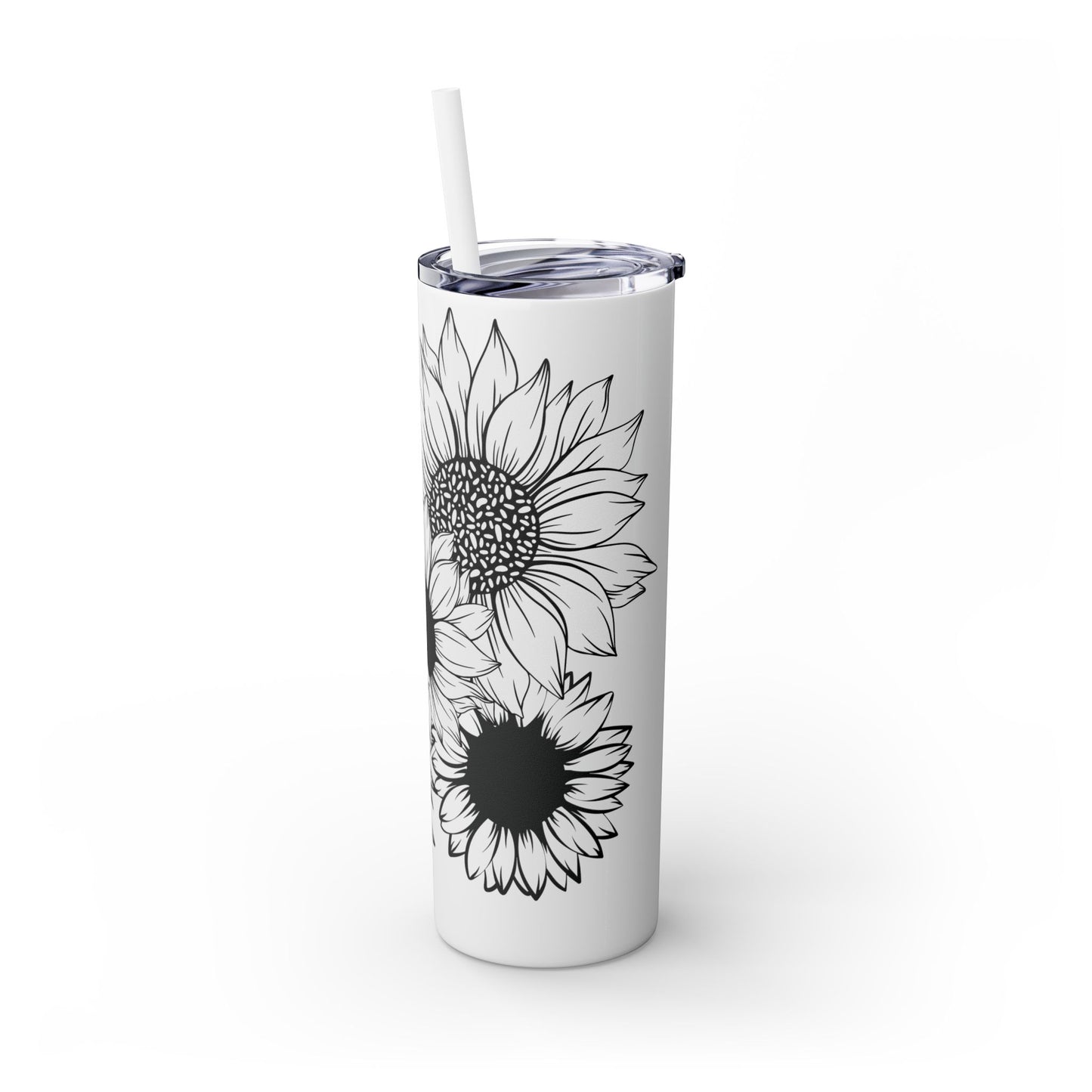 Sunflower Print ~Skinny Tumbler with Straw, 20oz