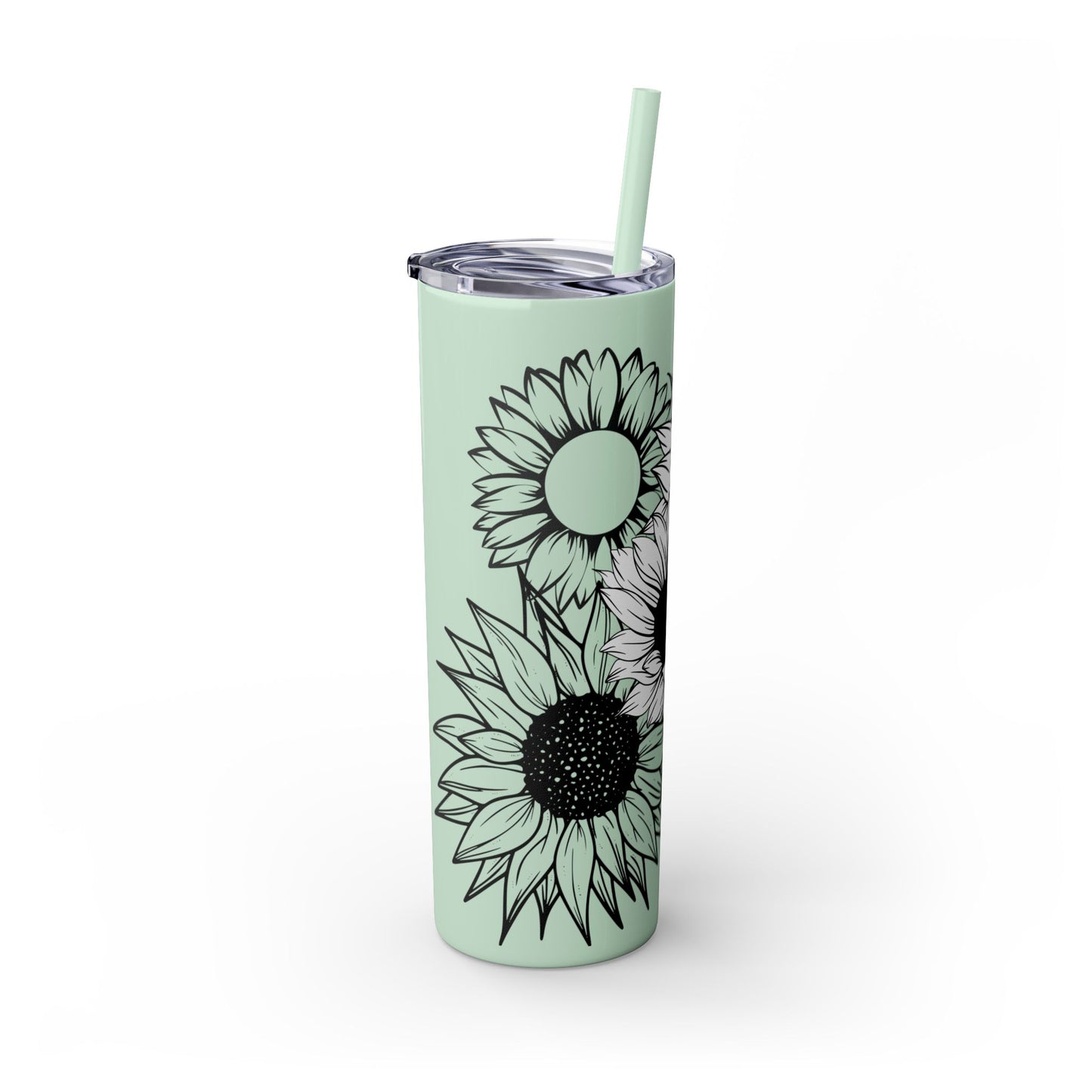 Sunflower Print ~Skinny Tumbler with Straw, 20oz