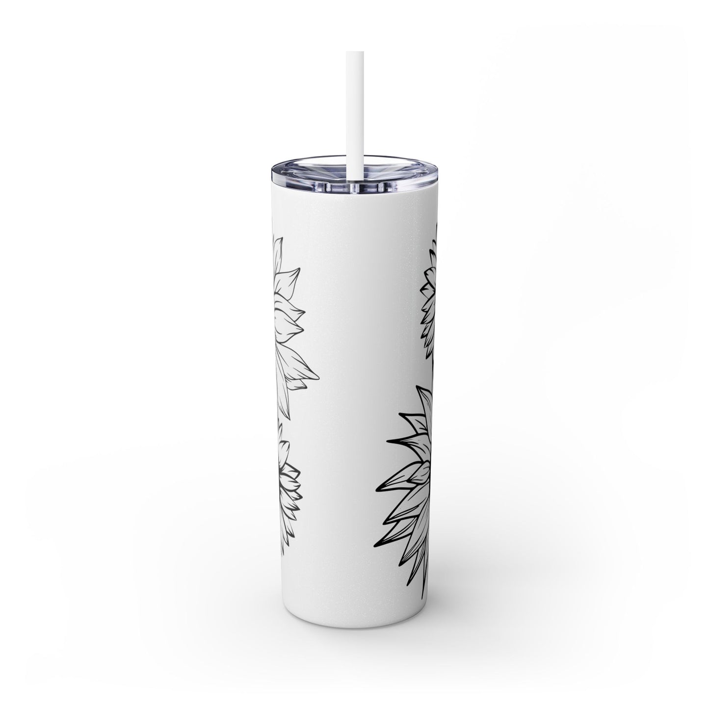 Sunflower Print ~Skinny Tumbler with Straw, 20oz
