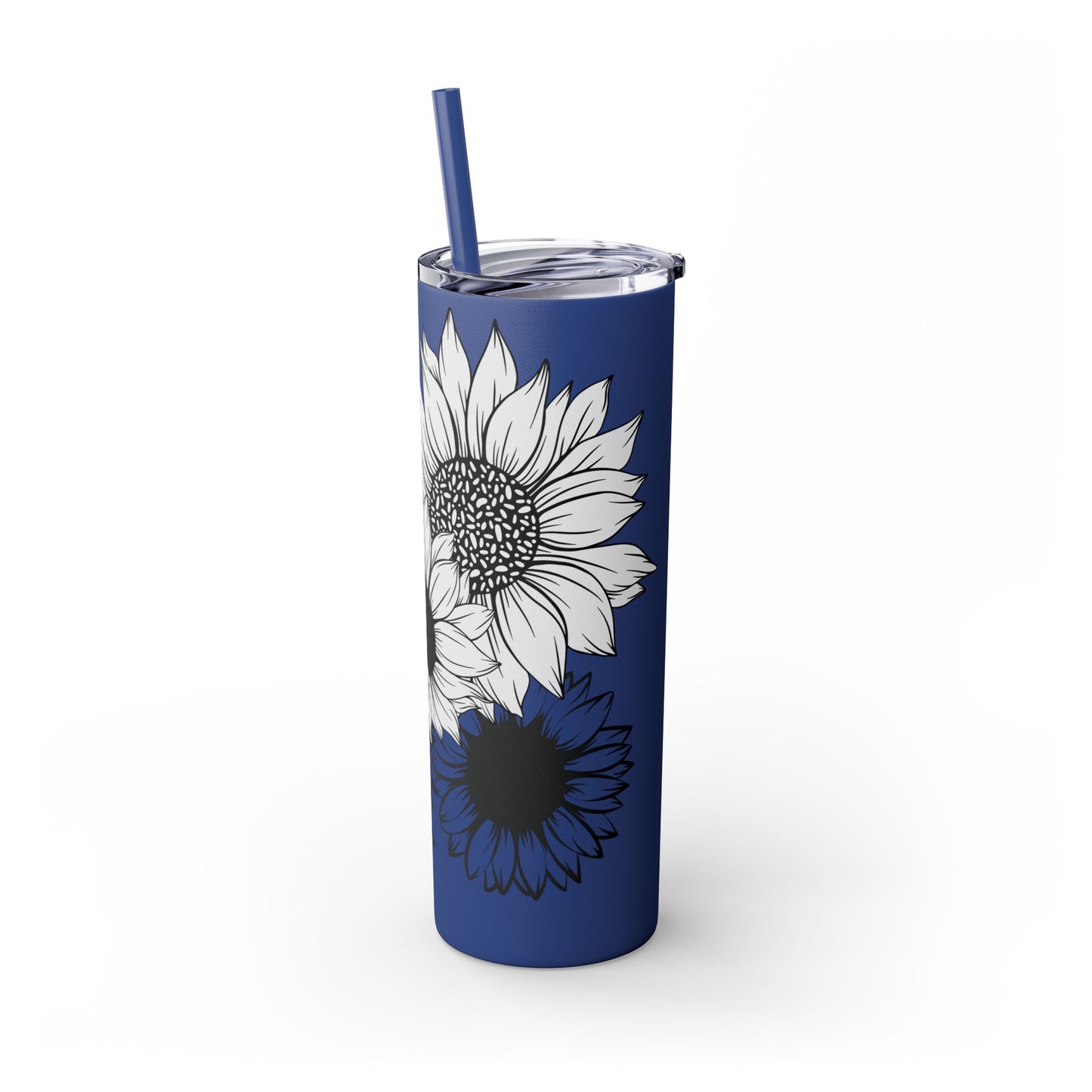 Sunflower Print ~Skinny Tumbler with Straw, 20oz