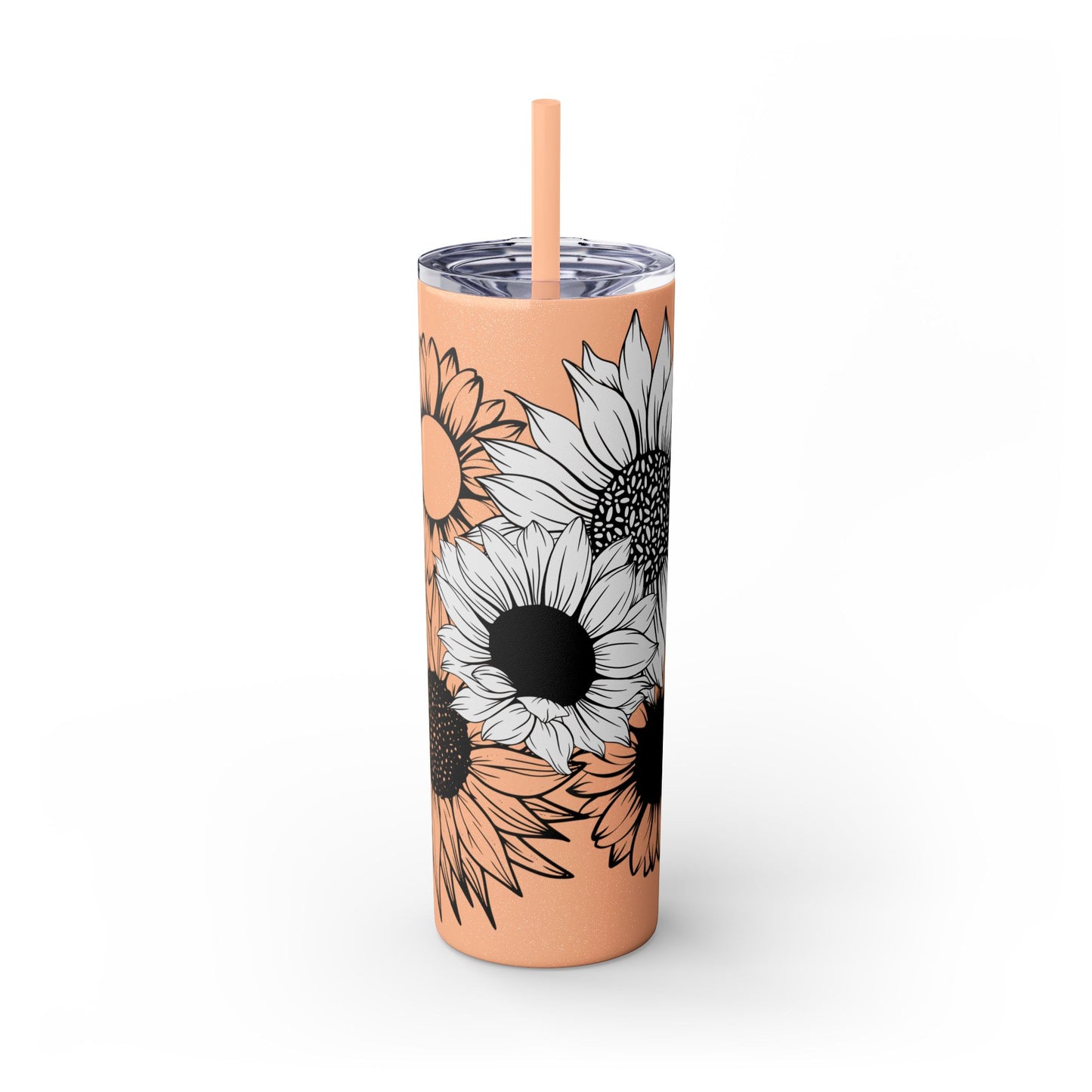 Sunflower Print ~Skinny Tumbler with Straw, 20oz