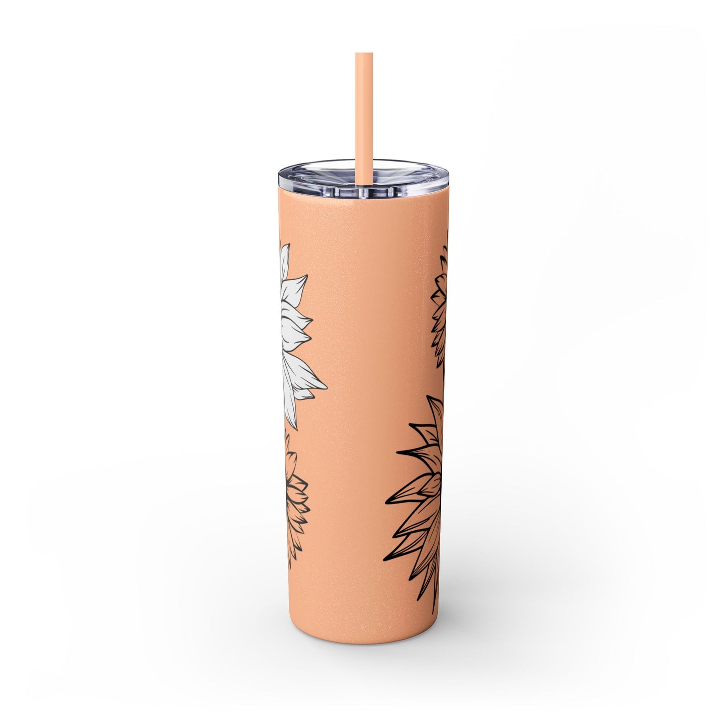Sunflower Print ~Skinny Tumbler with Straw, 20oz