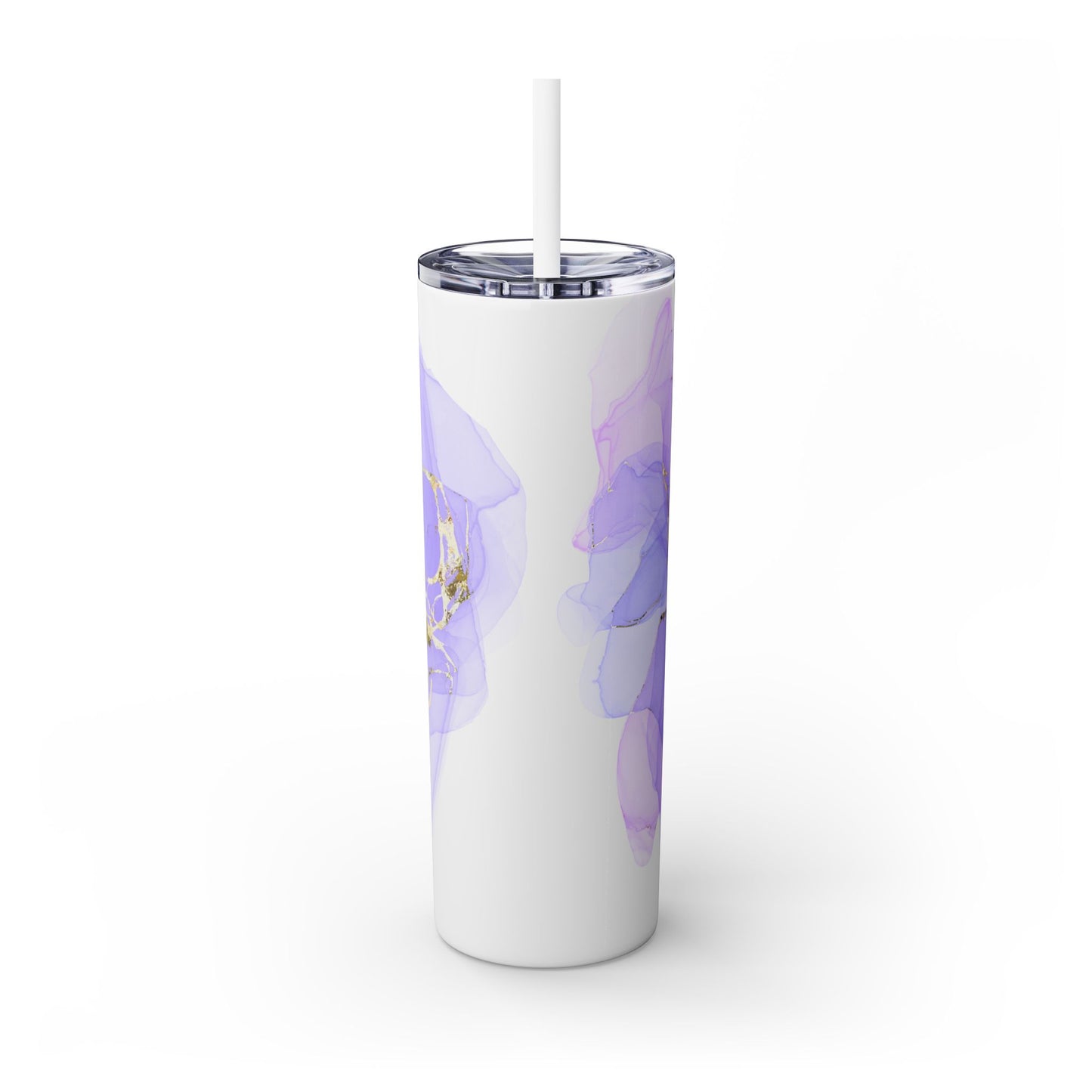 Let Love Purple ~Skinny Tumbler with Straw, 20oz