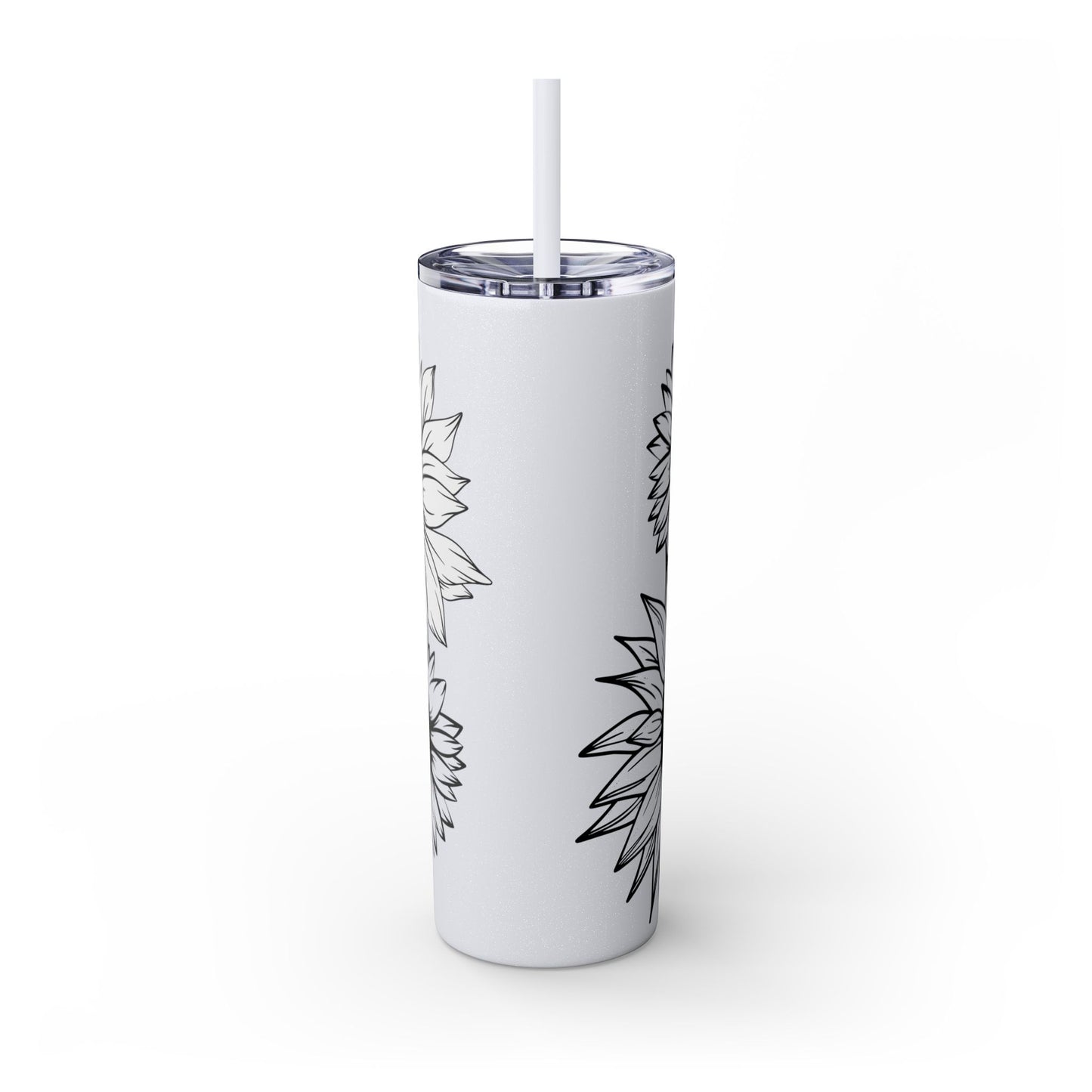 Sunflower Print ~Skinny Tumbler with Straw, 20oz