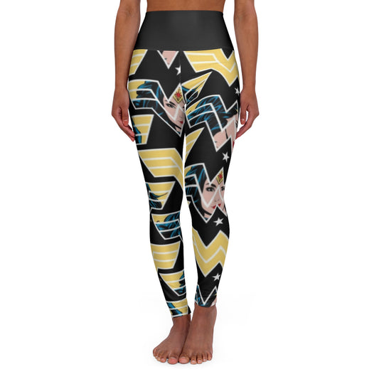 WW Black - High Waisted Yoga Leggings (AOP)