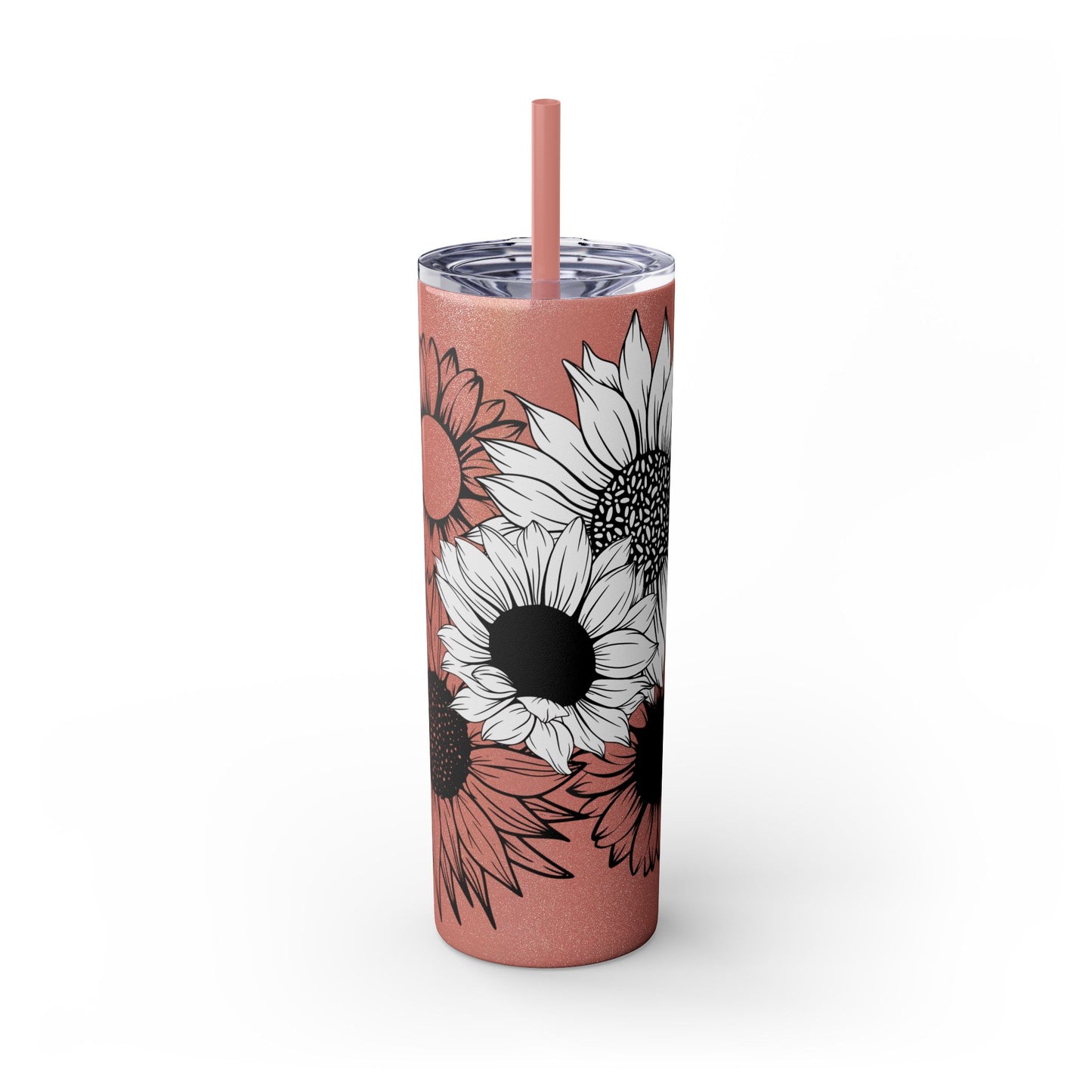 Sunflower Print ~Skinny Tumbler with Straw, 20oz