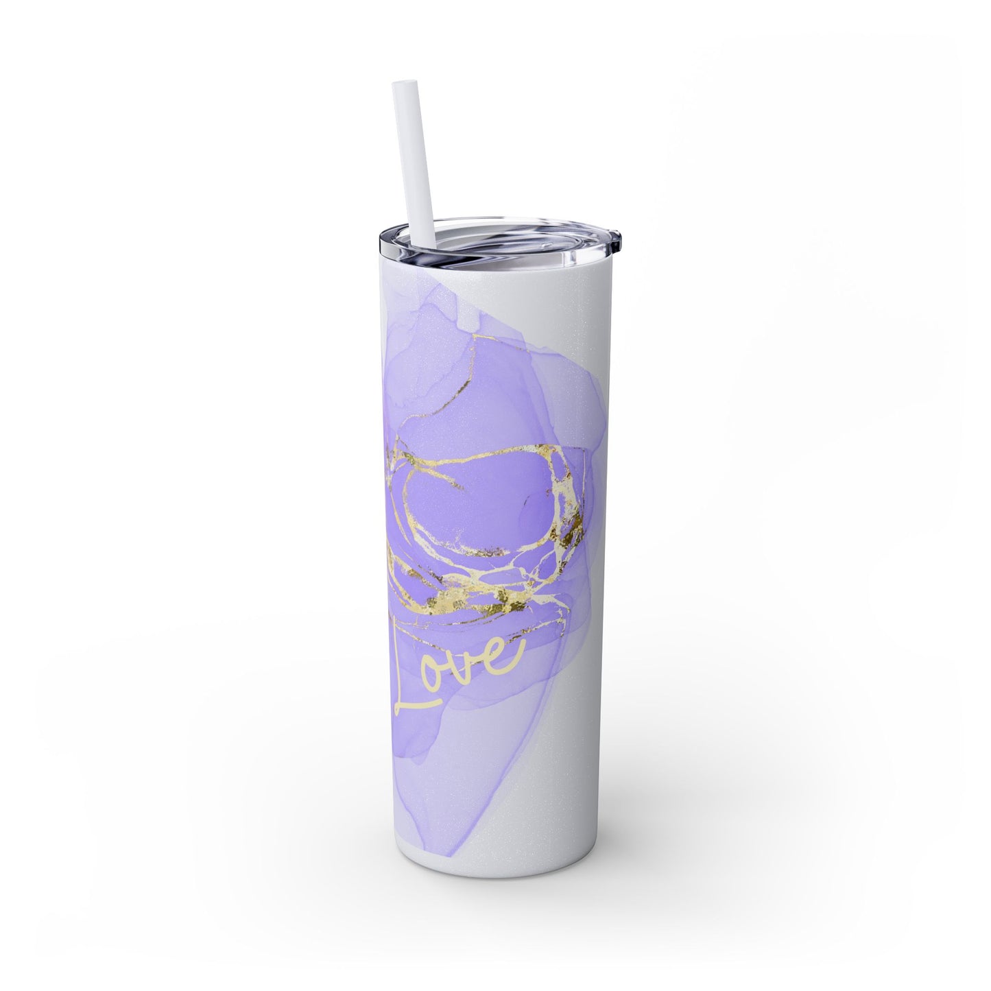 Let Love Purple ~Skinny Tumbler with Straw, 20oz