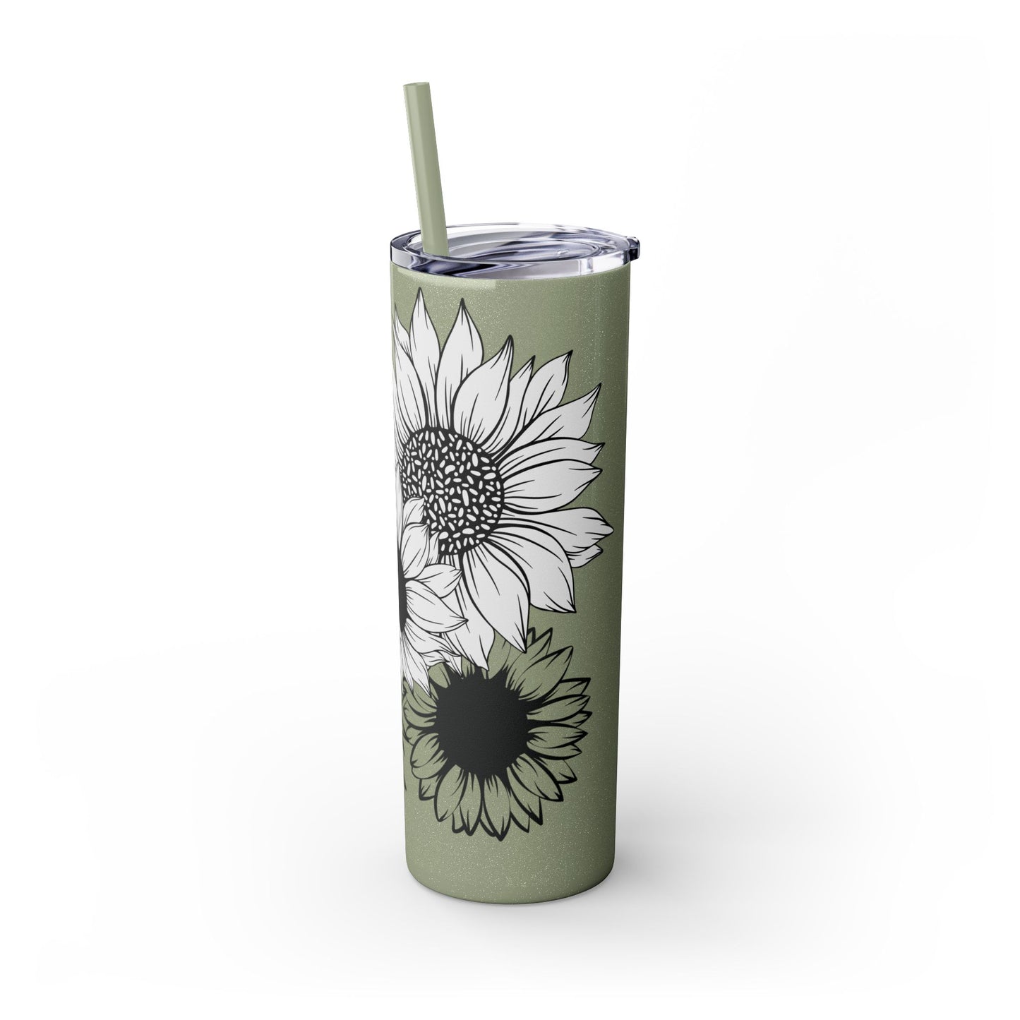 Sunflower Print ~Skinny Tumbler with Straw, 20oz