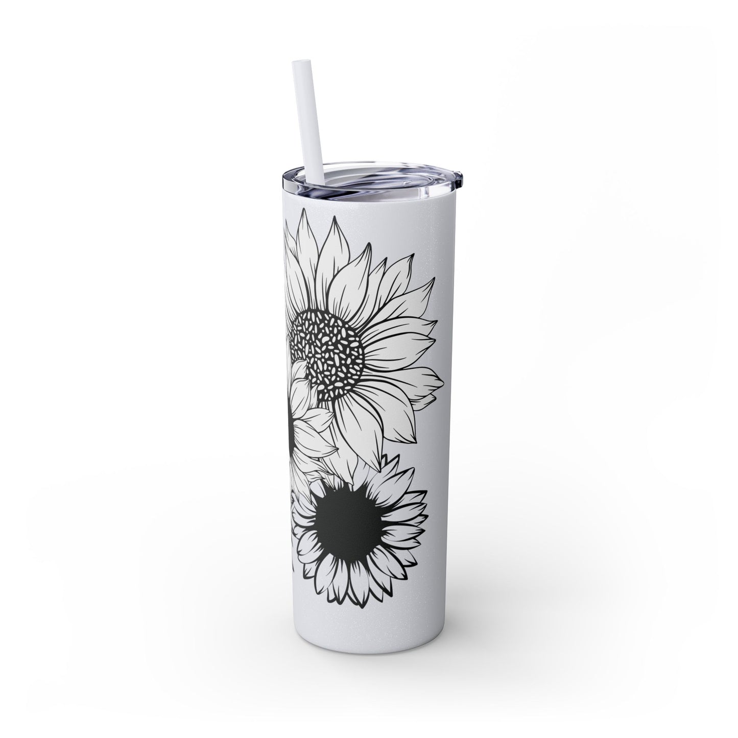 Sunflower Print ~Skinny Tumbler with Straw, 20oz