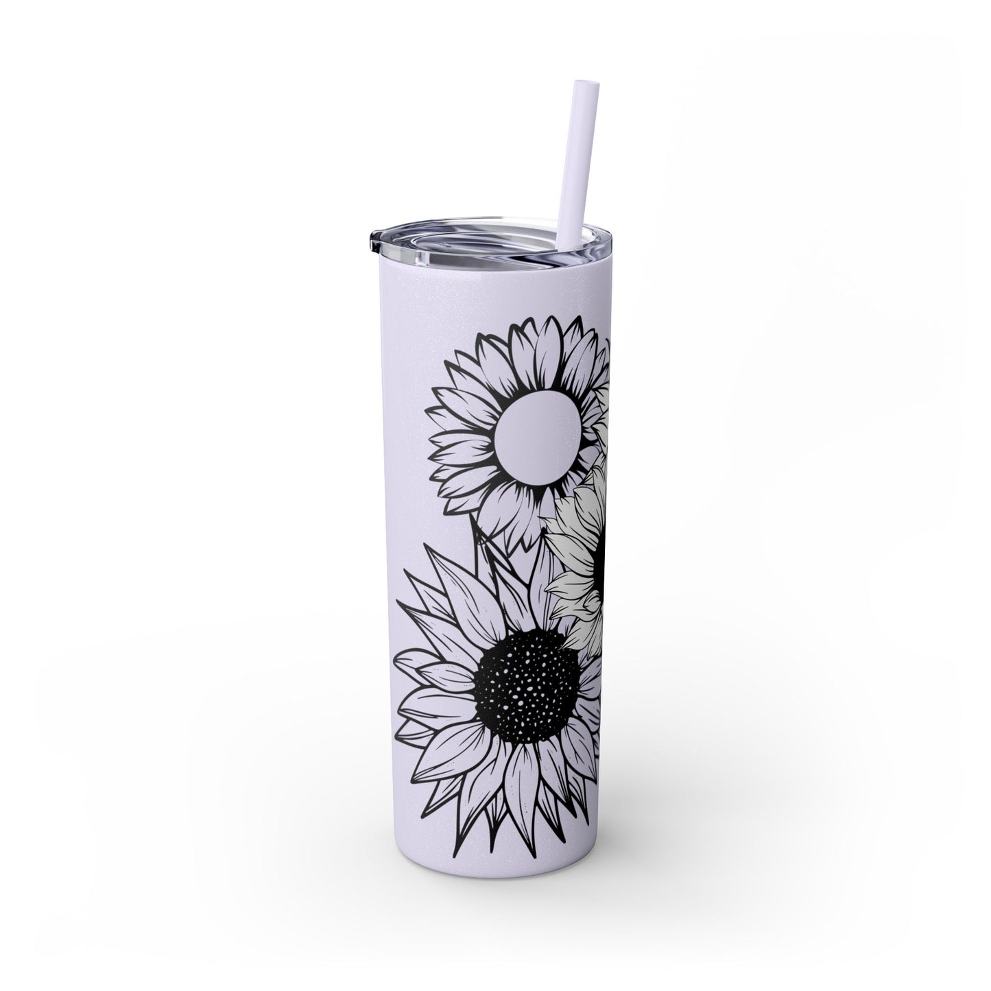 Sunflower Print ~Skinny Tumbler with Straw, 20oz