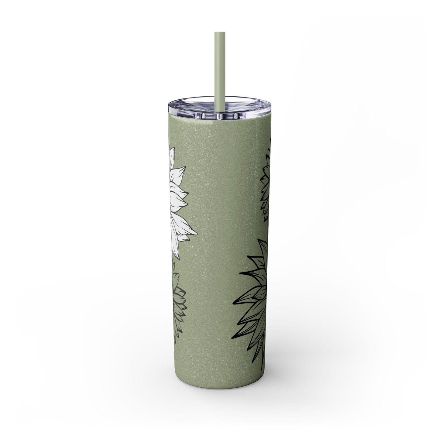Sunflower Print ~Skinny Tumbler with Straw, 20oz
