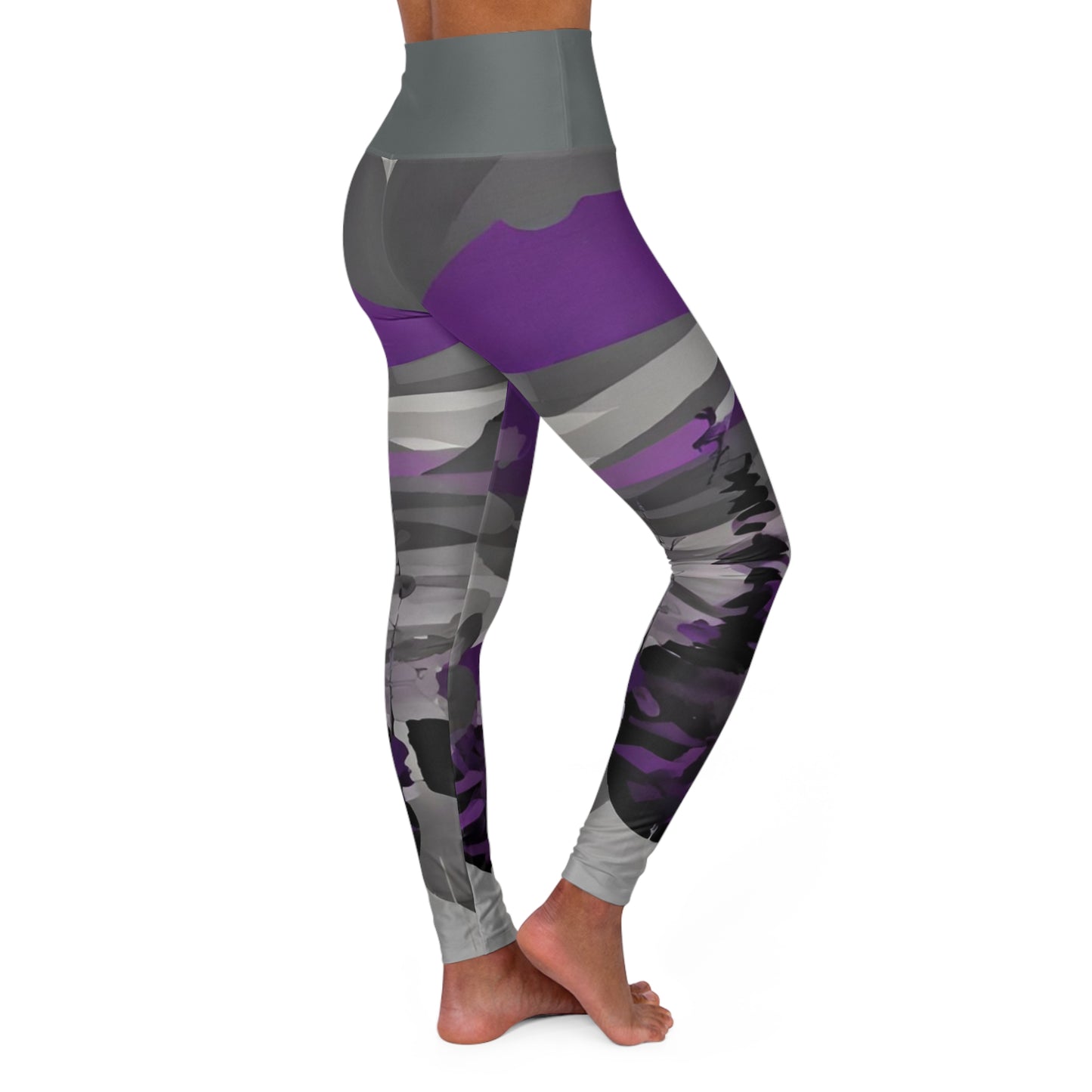 Purple View -High Waisted Yoga Leggings (AOP)
