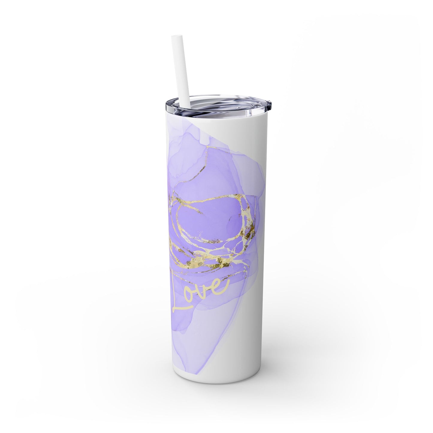Let Love Purple ~Skinny Tumbler with Straw, 20oz