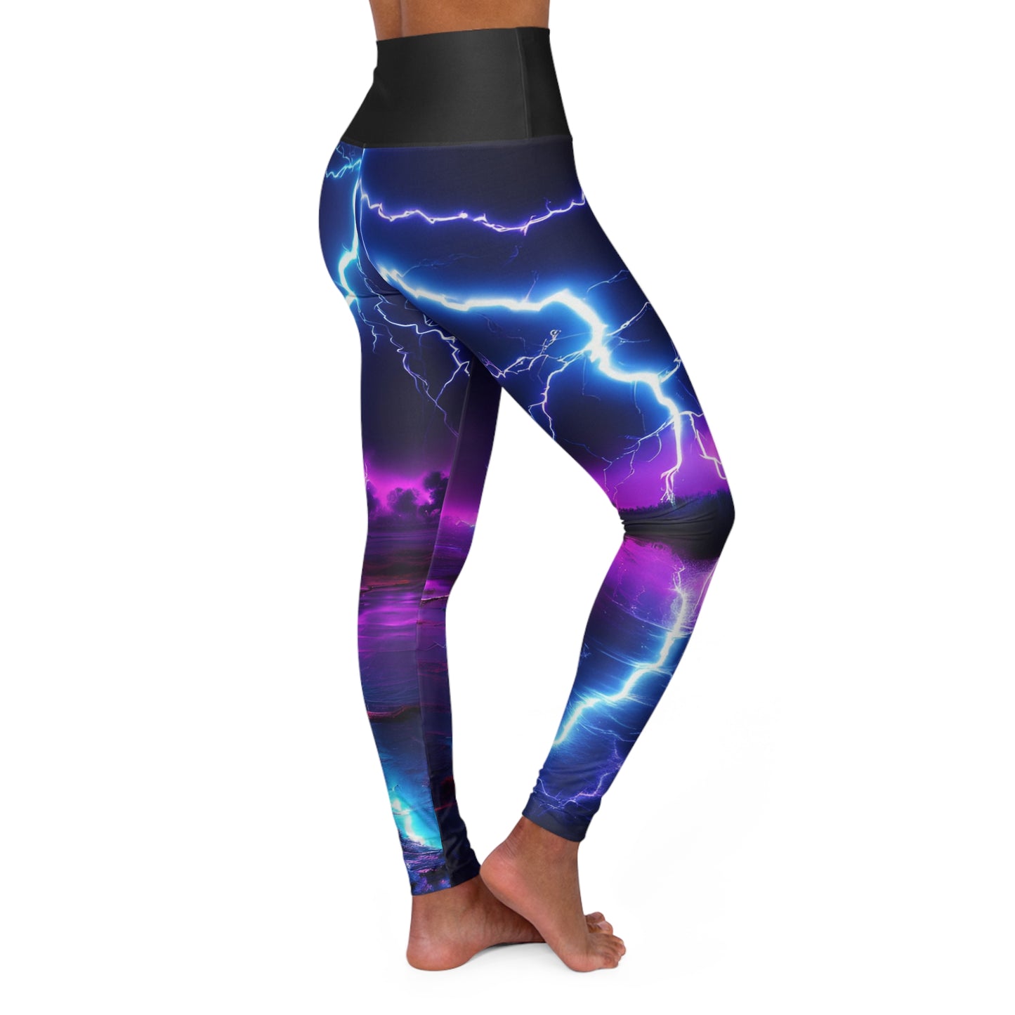 Neon Lightning High Waisted Yoga Leggings (AOP)